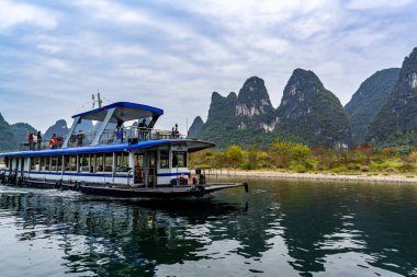Guangxi, Çin 'deki Lijiang Nehri Sahnesi Sahnesi