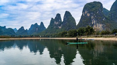 Guangxi, Çin 'deki Lijiang Nehri Sahnesi Sahnesi