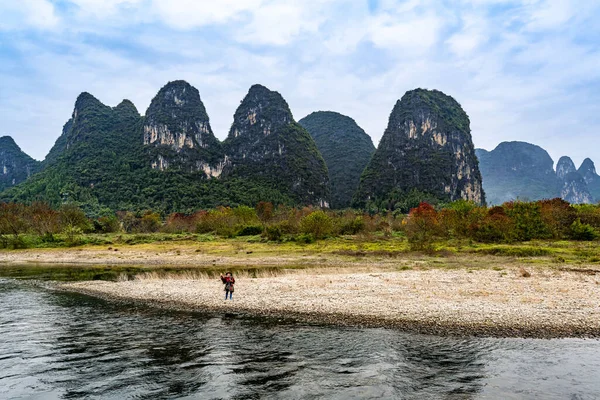 Paisaje Del Lugar Escénico Del Río Lijiang Guilin Guangxi China — Foto de Stock