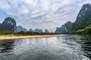 Guangxi, Çin 'deki Lijiang Nehri Sahnesi Sahnesi