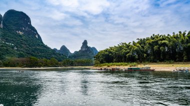 Guangxi, Çin 'deki Lijiang Nehri Sahnesi Sahnesi