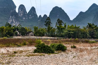 Guangxi, Çin 'deki Lijiang Nehri Sahnesi Sahnesi