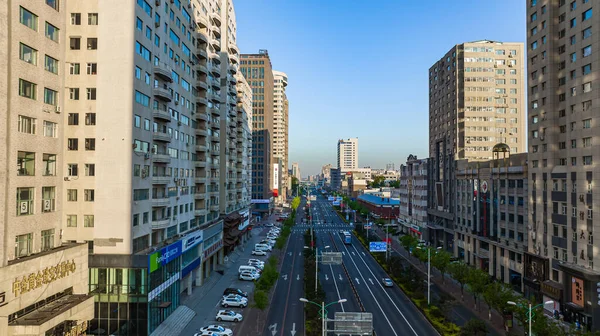 Paisaje Arquitectónico Ciudad Changchun China Road Changchun City — Foto de Stock