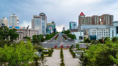 Changchun, Çin 'deki Halkın Meydanı manzarası