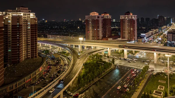 Nachtansicht Der Überführung Der Jilin Road Changchun China — Stockfoto