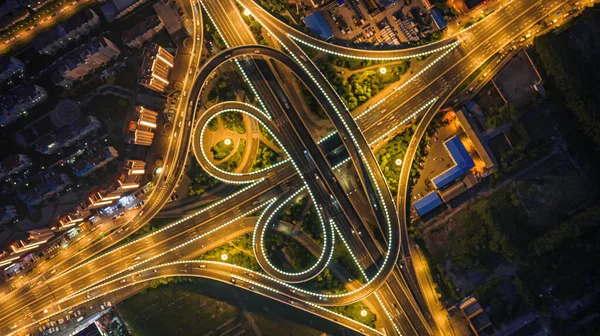 Night View Qinggang Overpass Changchun China — Foto de Stock