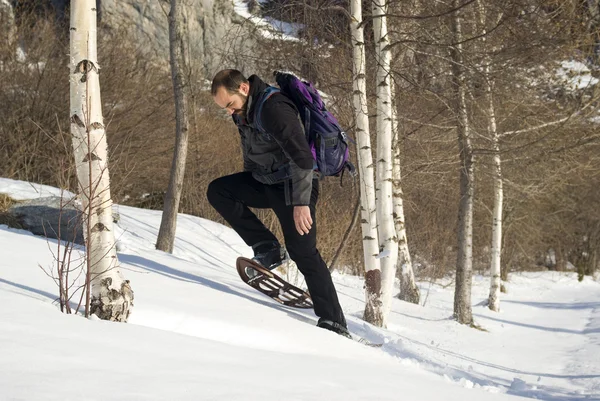 Man in snowshoes — Stock Photo, Image