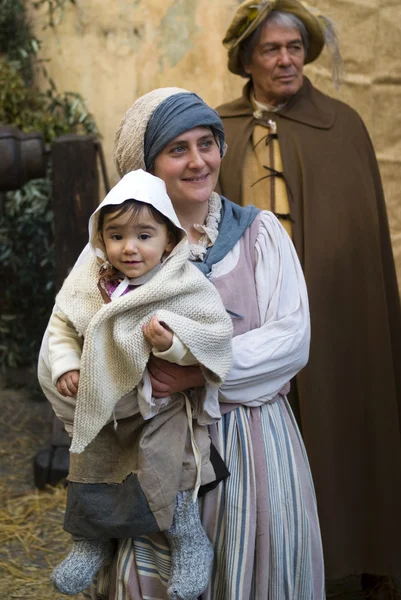 Participants of medieval costume party — Stock Photo, Image