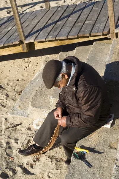 Pescatore anziano — Foto Stock