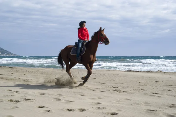 骑马在海滩上 — 图库照片