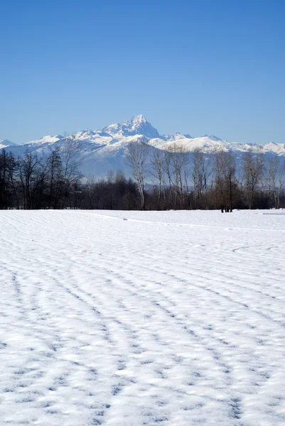 Itálie, Piemont. pohled na pohoří Kottických Alp - monviso, je nejvyšší hora. — Stock fotografie