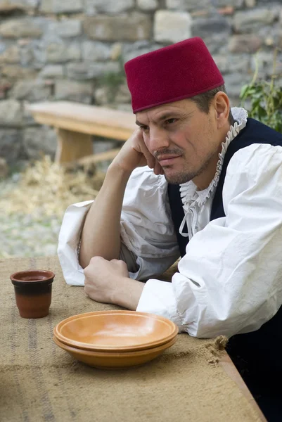 Participante da festa do traje medieval — Fotografia de Stock