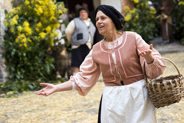 Participant of medieval costume party