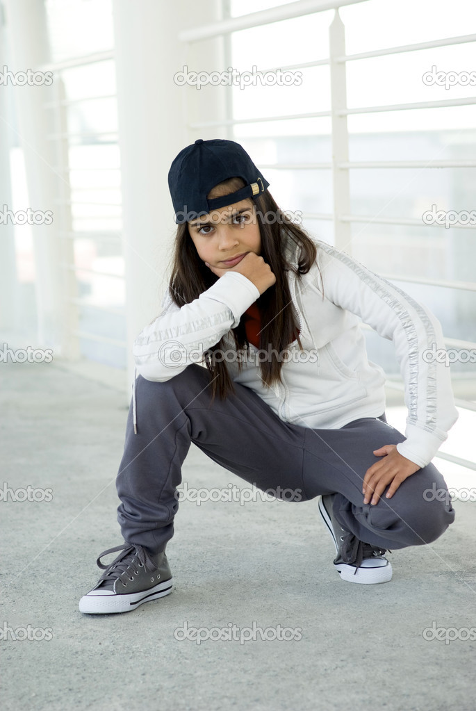 Preteen mixed race girl posing