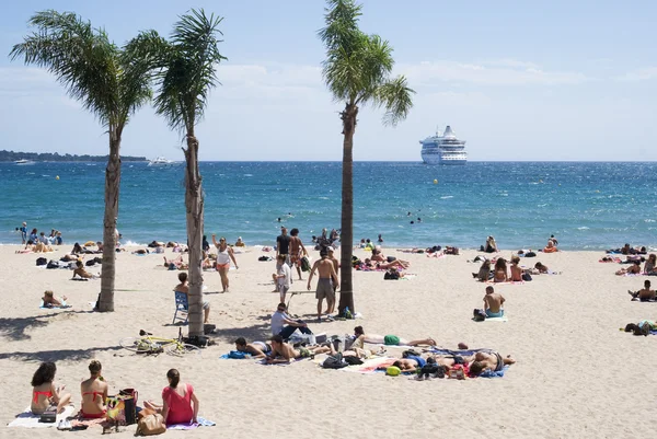 Strand i Cannes, Fransk Riviera - Stock-foto