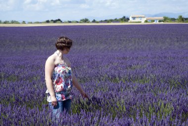 Lavanta tarlasında bir kadın