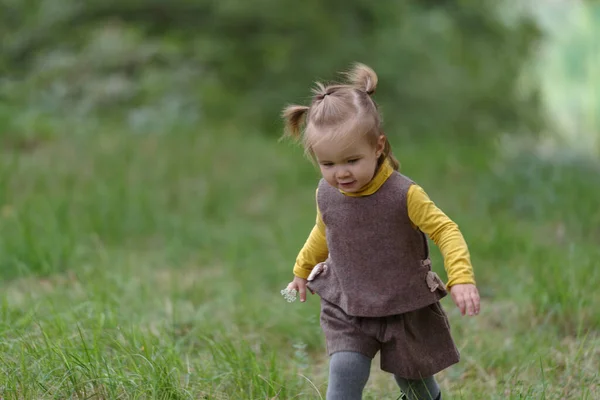 Bambina Mesi Una Foresta — Foto Stock