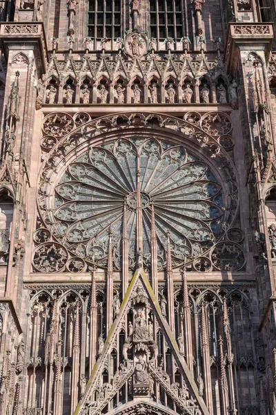 Ozdobna Fasada Katedry Strasburgu Wpisana Listę Światowego Dziedzictwa Unesco Alzacja — Zdjęcie stockowe