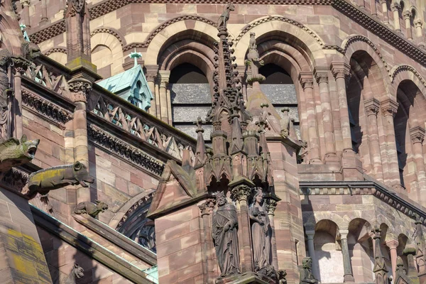 Utsmyckad Fasad Strasbourg Cathedral Our Lady Unesco Världsarvslista Alsace Frankrike — Stockfoto