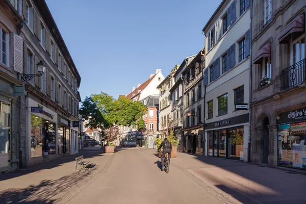 Colmar Frankrijk Oktober 2021 Zicht Langs Voetgangersstraat Het Historische Centrum — Stockfoto