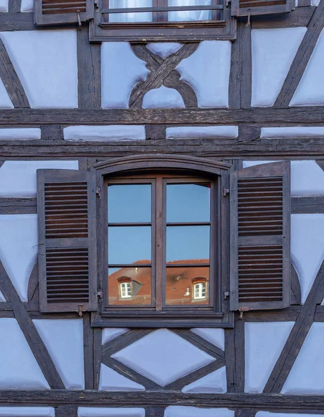 Tradycyjna Fasada Muru Pruskiego Kolorowa Architektura Starym Mieście Colmar Region — Zdjęcie stockowe