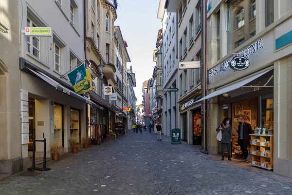 Luzern Zwitserland Oktober 2021 Zicht Langs Voetgangersstraat Het Historische Centrum — Stockfoto