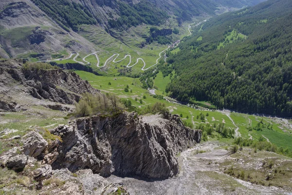 Winding Road Col Larche Maddalena Pass Stura Demonte Valley Piedmont — Stockfoto