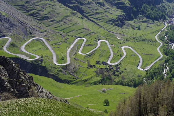 Winding Road Col Larche Maddalena Pass Stura Demonte Valley Piedmont — Fotografia de Stock