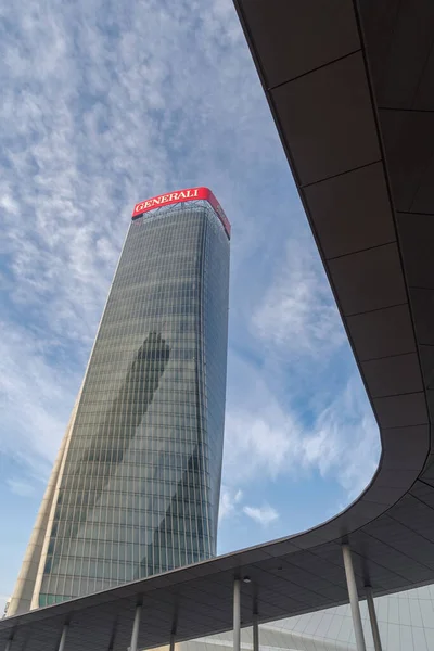 Milão Itália Janeiro 2022 Skyscraper Generali Tower Storto Twisted One — Fotografia de Stock