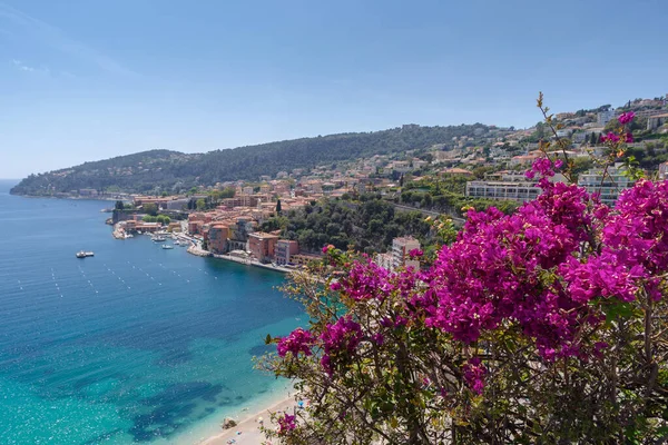 Veduta Della Baia Villefranche Sur Mer Dalla Strada Costiera Inferiore — Foto Stock