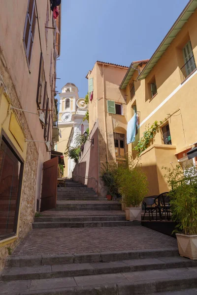 Ulice Pohled Villefranche Staré Město Malé Přímořské Město Francouzské Riviéře — Stock fotografie