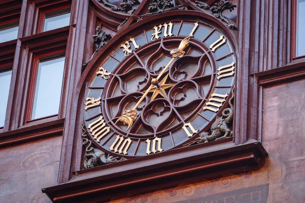 Low Angle View Clock Basel Town Hall Switzerland — Fotografia de Stock