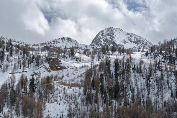 Scenic View Snowcapped Mountains Alpes Maritimes Isola 2000 Ski Resort —  Fotos de Stock