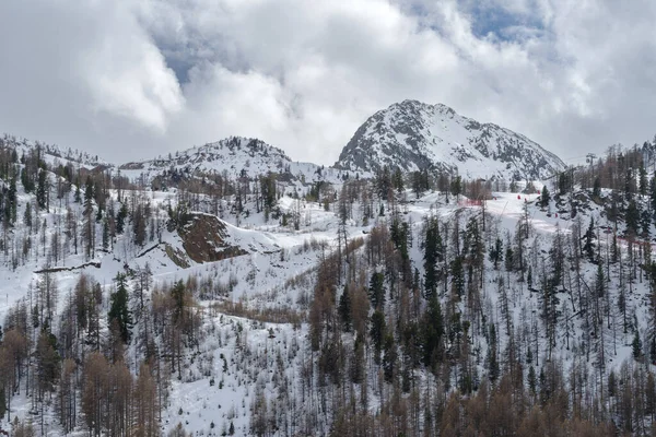 Scenic View Snowcapped Mountains Alpes Maritimes Isola 2000 Ski Resort — 图库照片