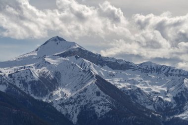 Scenic view of snowcapped mountains, Alpes Maritimes, Isola 2000 Ski resort, France