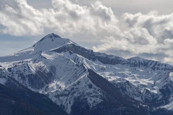 Scenic View Snowcapped Mountains Alpes Maritimes Isola 2000 Ski Resort — Stockfoto