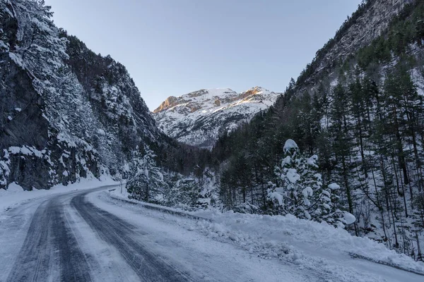 Mountain Road Winter Tanaro Valley Piedmont Ligurian Alps Italy — Stock fotografie