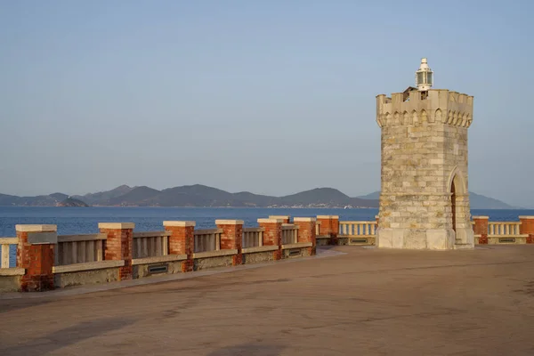 Piombino Tuscany Italy Bovio Square Overlooking Island Elba — Stock Photo, Image