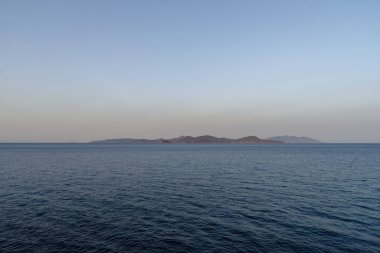 View of the sea of the Island of Elba from Bovio square in Piombino town