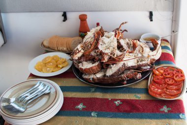 ıstakozlar deniz ürünleri.