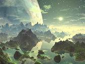 Картина, постер, плакат, фотообои "planet rise over new eden", артикул 18475359