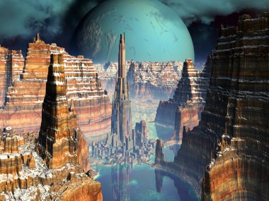uzaylı canyon Vadisi fütüristik metropolis