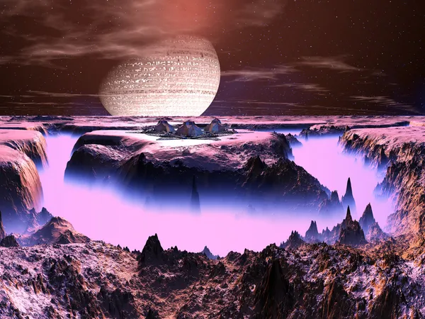 Station spatiale futuriste sur Alien World — Photo