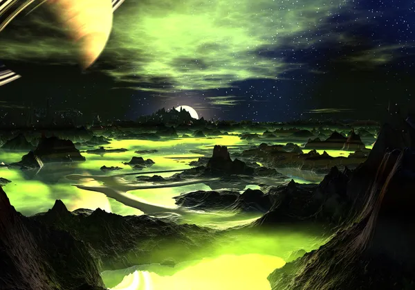 라임 녹색 외계인 풍경 — 스톡 사진
