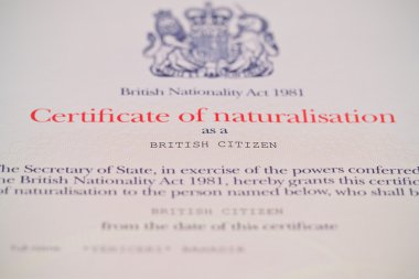 British Citizenship Certificate clipart