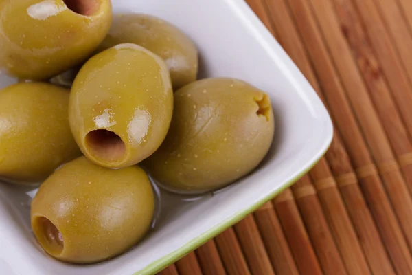 Pitted Green Olives — Stock Photo, Image