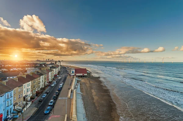 Redcar západ slunce — Stock fotografie