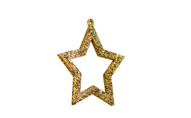 İzole edilmiş beyaz arka planda altın gibi parlak bir Noel balosu ağacı süslemesi