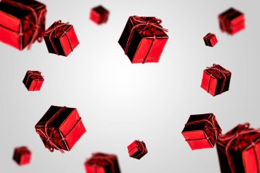 Renkli bir arka planda kırmızı Noel hediye kutusu deseni. Yüksek kalite fotoğraf