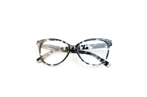 Brille Auf Weißem Hintergrund Mit Schwarzem Rand Hochwertiges Foto — Stockfoto